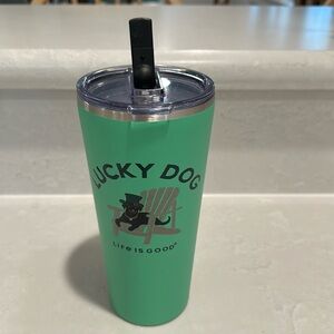 Life Is Good St Patrick's Day Lucky Dog Stainless Steel Tumbler 25 oz